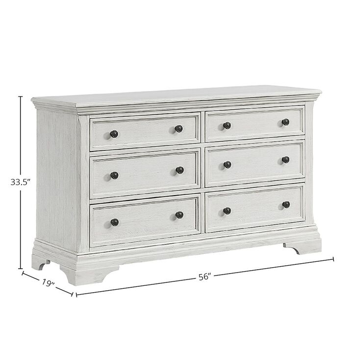 Westwood Design Olivia 6-Drawer Dresser, Brushed White
