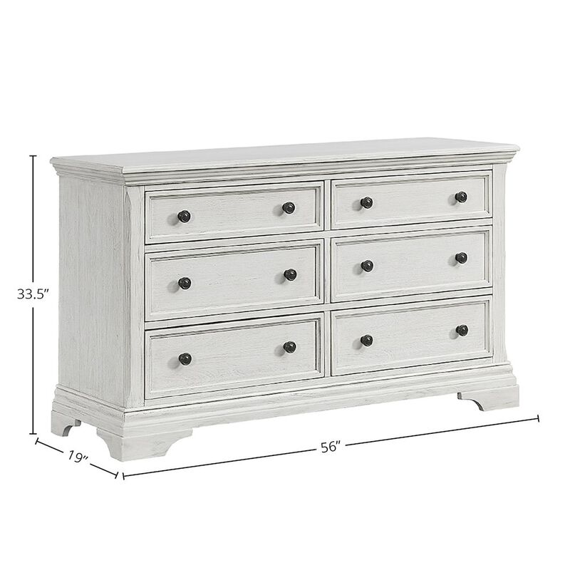 Westwood Design Olivia 6-Drawer Dresser, Brushed White