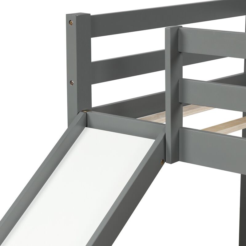Durable Low Loft Bed with Slide &ndash; Playful Twin Frame with Built-In Ladder image number 6