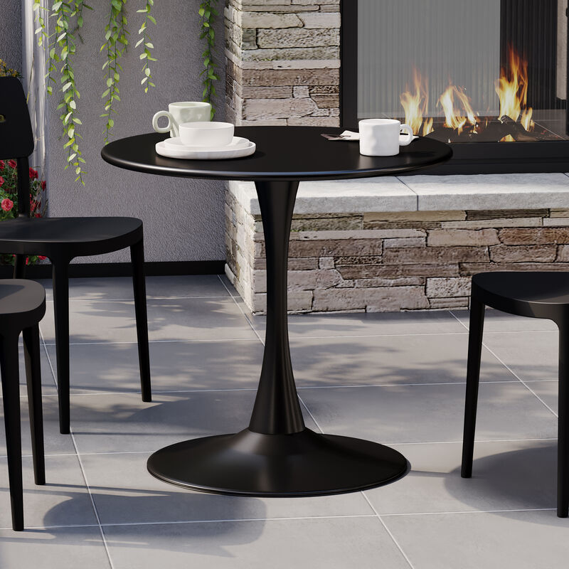 WestinTrends 31.5" Round Outdoor Indoor Metal Cocktail Dining Table image number 1