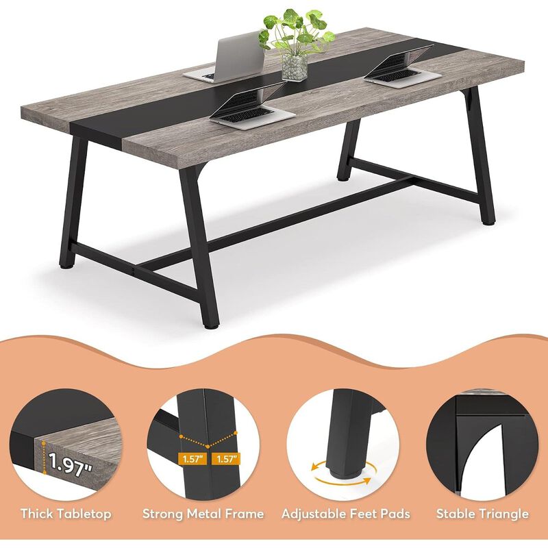 Tribesigns 70.8'' Conference Table Executive Desk Dining Table image number 7