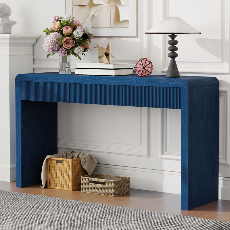 Merax Rustic Console Table with 3 Fluted Drawers