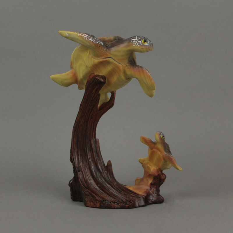 Sea Turtle Family Sculpture Home Decor Statue Desk Shelf Coastal Resin Figurine image number 4