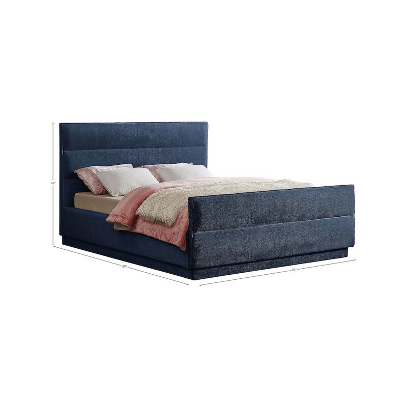 Meridian Furniture Paxton Navy Chenille Fabric King Bed