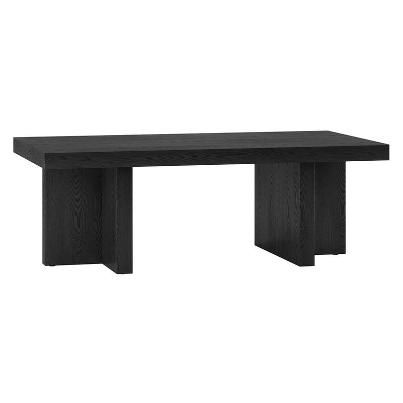 Hudson&Canal Dimitra 44 Wide Rectangular Coffee Table in Black Grain