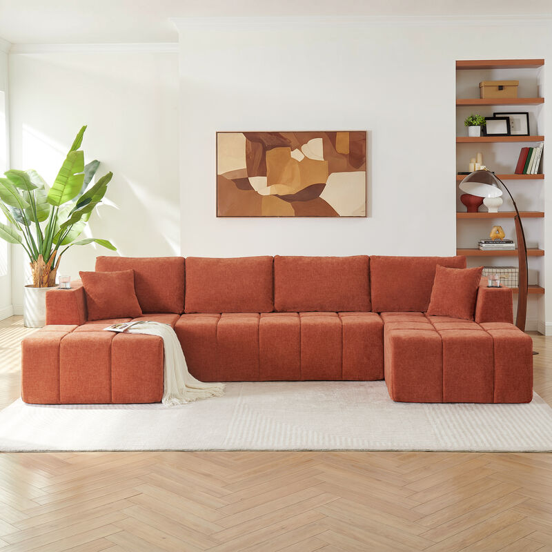 Feslud U-Shaped Chenille Sectional Sofa image number 1