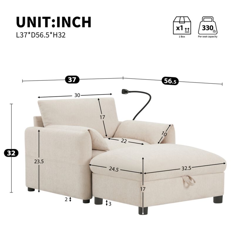 Kiple Modern Chenille Accent Chair & Ottoman Set image number 9