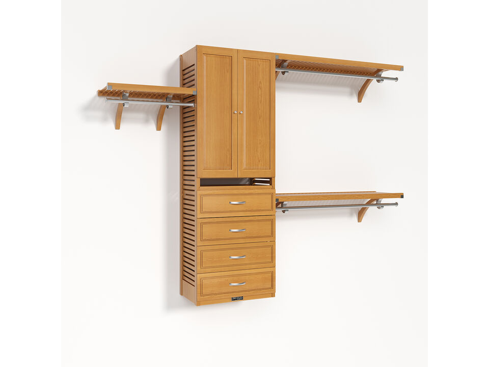 Solid Wood Walk-In Closet Organizer with 4 and Solid Wood Doors