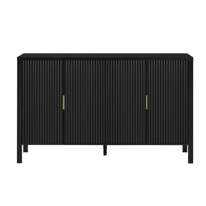 Merax 4-Door Sideboard with Back-of-Door Storage Racks & Side Hooks, Adjustable Shelves