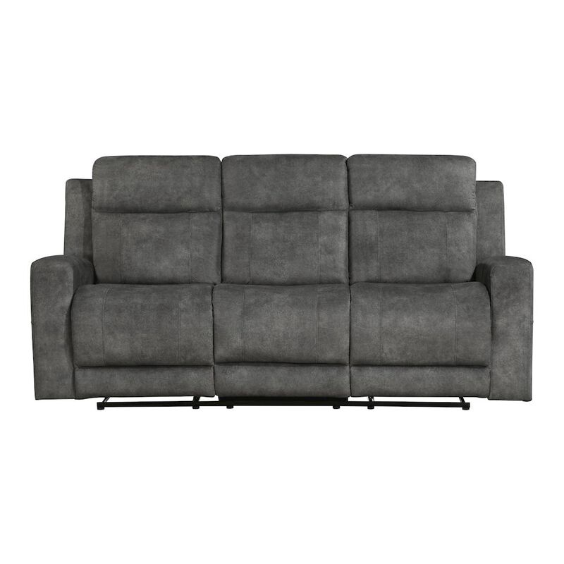 Lexicon Yates Microfiber Double Reclining Sofa In Dark Gray