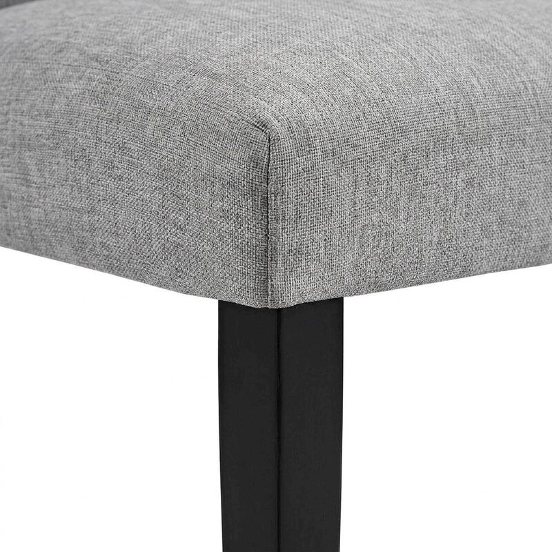 Button-Tufted Upholstered Fabric Parsons Chair, White image number 6