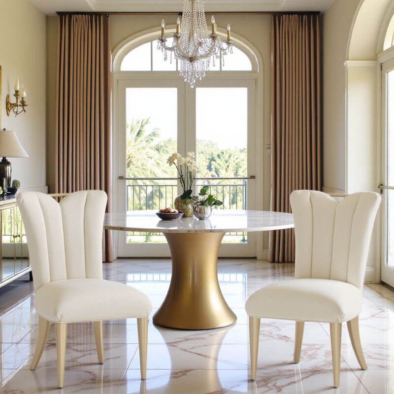 Elegant Upholstered Dining Chairs Set of 2 &ndash; Champagne Finished Side Chairs image number 3