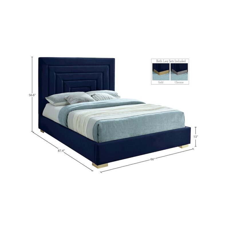 Meridian Furniture Nora Navy Velvet Queen Bed