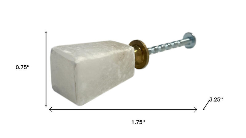 HomeRoots Set of Six White Cylindrical Knob Stone Drawer Pull Knobs image number 6