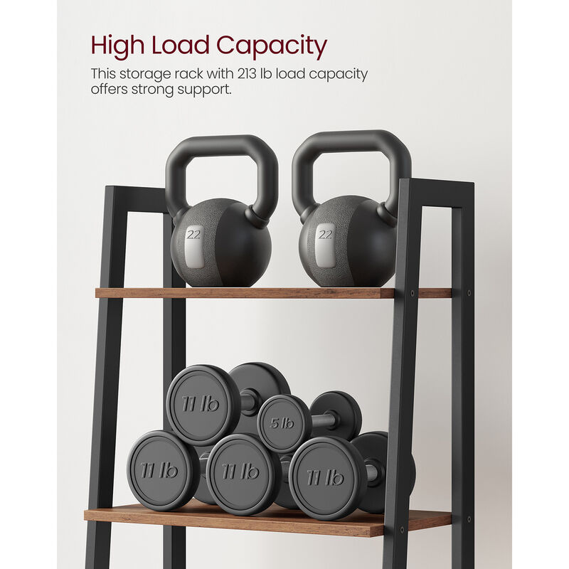 4 Tier Ladder Shelf with Steel Frame Industrial Storage Rack image number 6