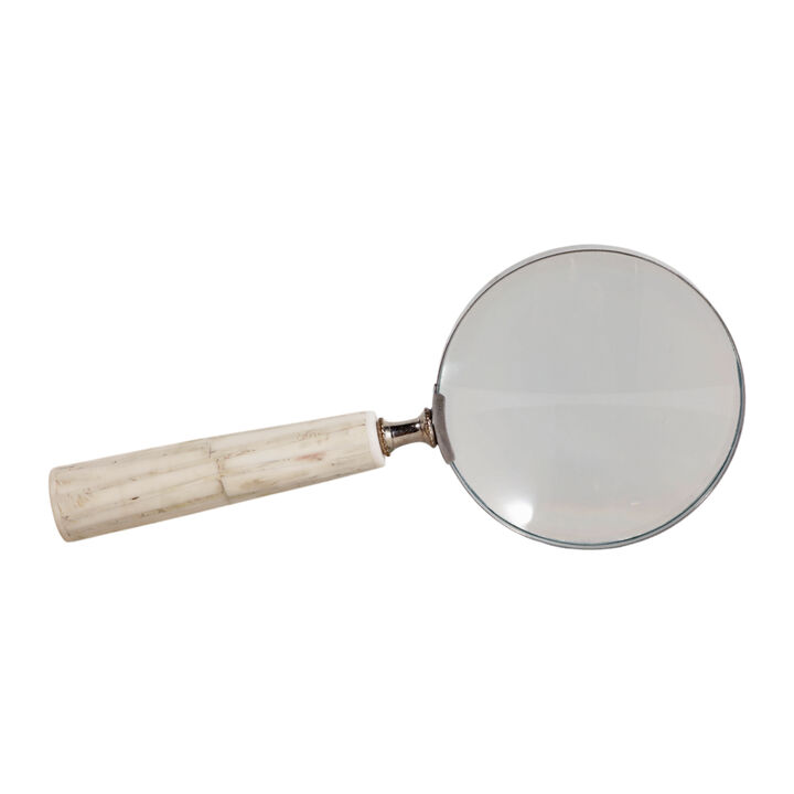 9x4" Resin Handle Magnifying Glass, Ivory