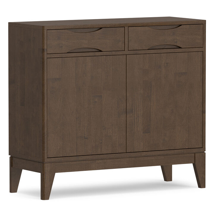 Harper SOLID HARDWOOD 40 inch Wide Mid Century Modern Entryway Storage Cabinet in Walnut Brown