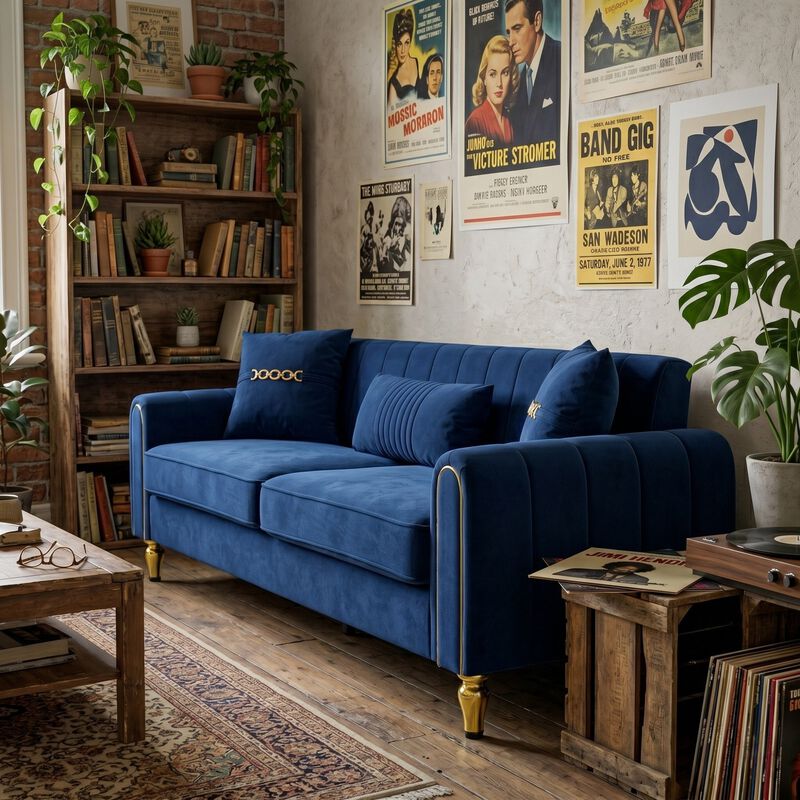 Dosjig Glam Tufted Velvet Sofa image number 2