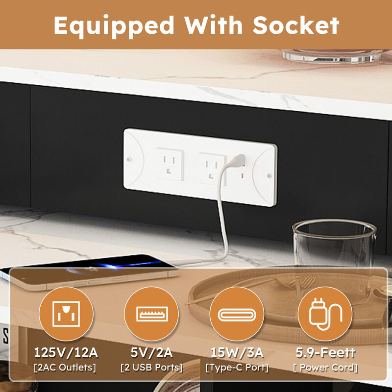 Gokdun Kitchen Island with Table image number 6