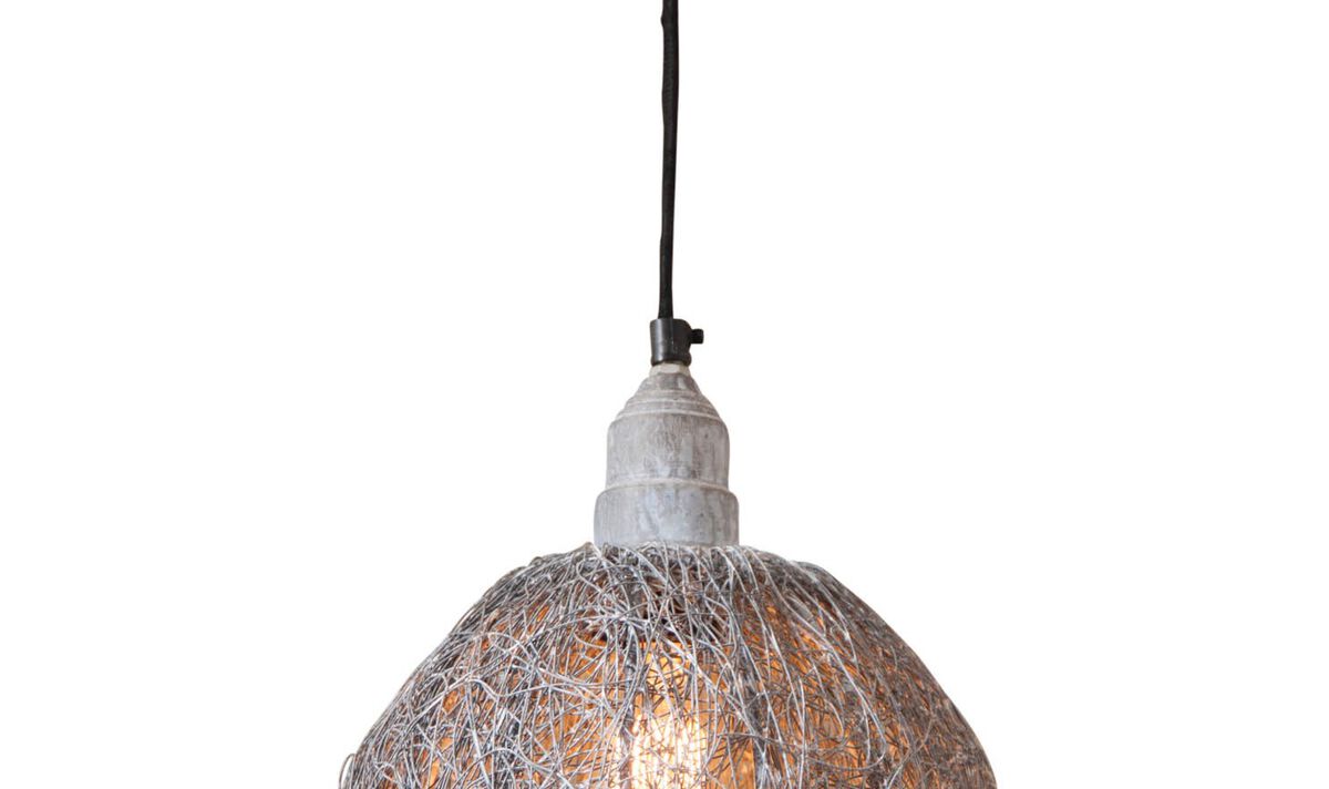 Nesting Wire Hanging Light Pendant in Weathered Zinc