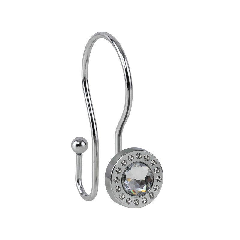 12-Piece Resistant Metal Double Shower Curtain Hooks with Large Center Crystal image number 0