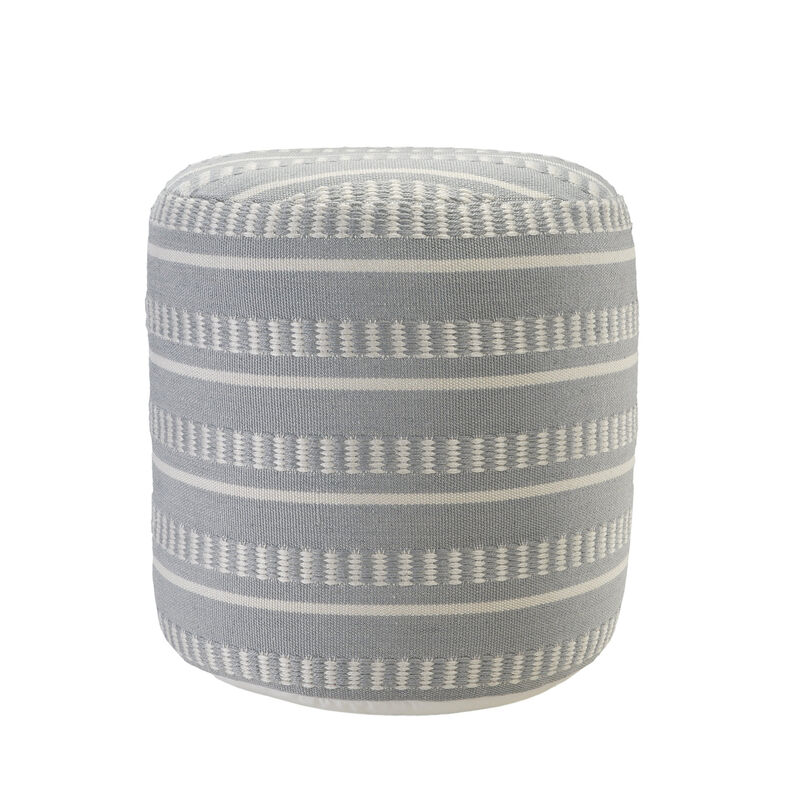 Polyester Round Striped Indoor Outdoor Pouf Ottoman