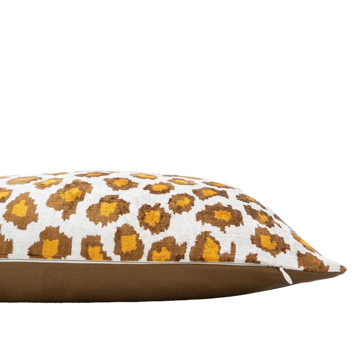 Leopard Silk Velvet Ikat Pillow, 16" X 24