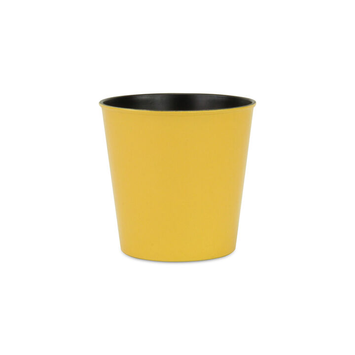 HomeRoots 5" Yellow Recycled Plastic Indoor Outdoor Round Pot Planter