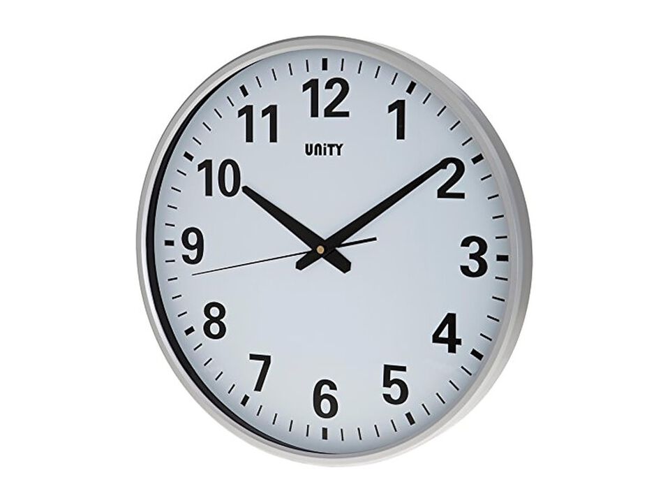 Unity Tejo Clear Sweeping Hands Silver Wall Clock Silent Home Decor