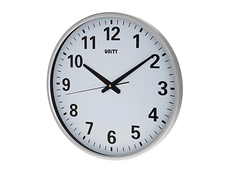 Unity Tejo Clear Sweeping Hands Silver Wall Clock Silent Home Decor image number 0
