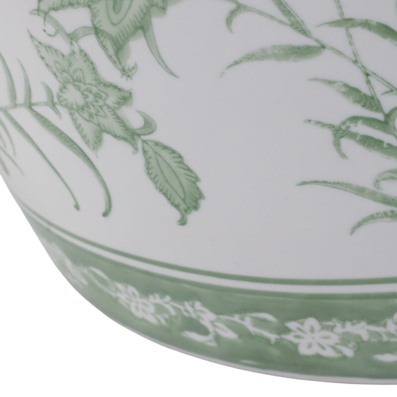 Cer,18" Pinwheel Flower Chinoiserie Stool, Grn/wh image number 4