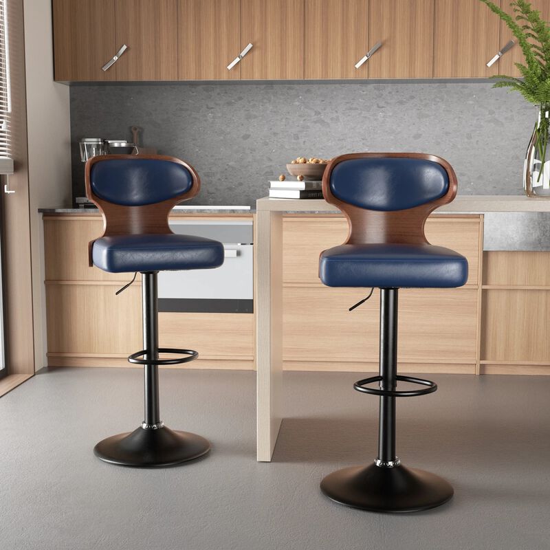 Ergonomic Modern Dual Color Steady PU Leather Bar Stool Swivel Height Adjustable Large Seat Hotel Outdoor Kitchen Counter Chair image number 3