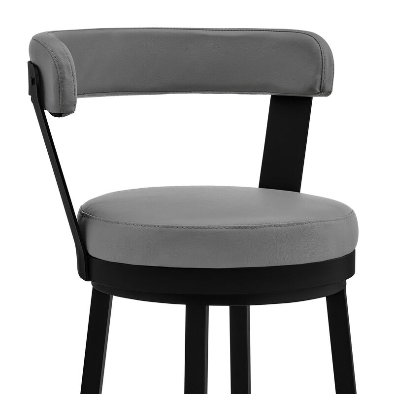 Hivvago 26 Inch Gray and Black Fabric and Iron Counter Height Swivel Bar Chair