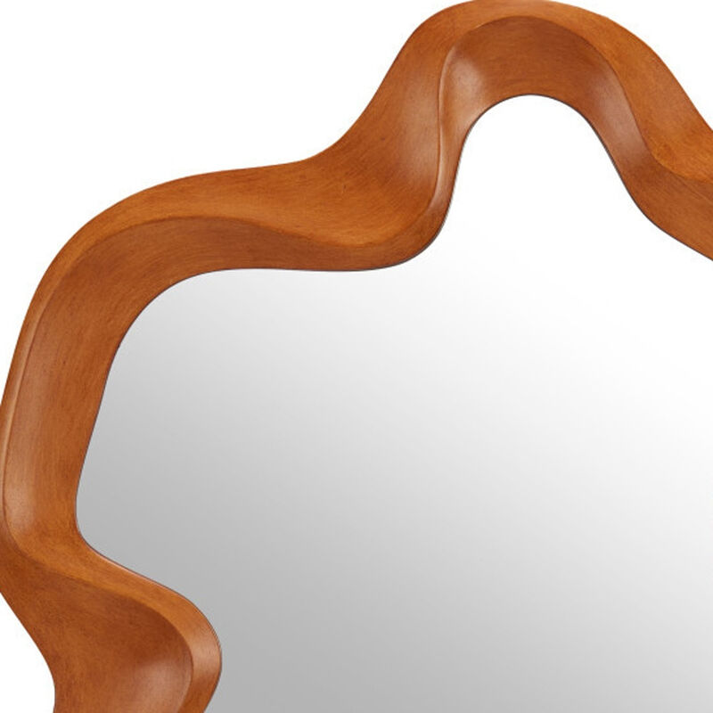 HomeRoots 35" Brown Solid Wood Abstract Geometric Framed Accent Mirror image number 4