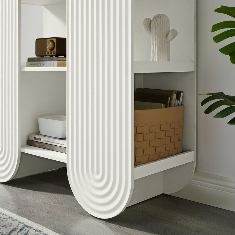 Modway Daydream 58" Tall Arched Cabinet Bookshelf &ndash; Whimsical Ripple Bookcase with Open Storage and Display for Kids Rooms, Bedrooms, and Playrooms image number 4