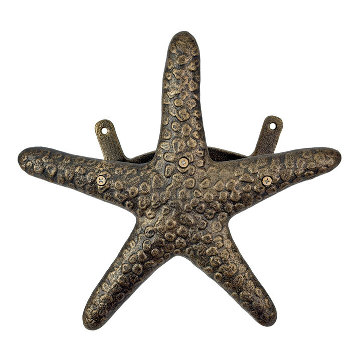 12 inch Cast Iron Starfish Hose Holder Bronze Finish Coastal Garden Yard Decor