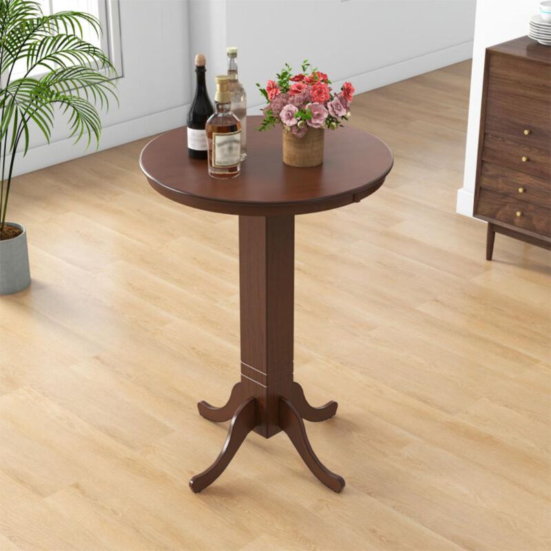 Hivvago Wood Pub Round Dining Table with Pedestal Base