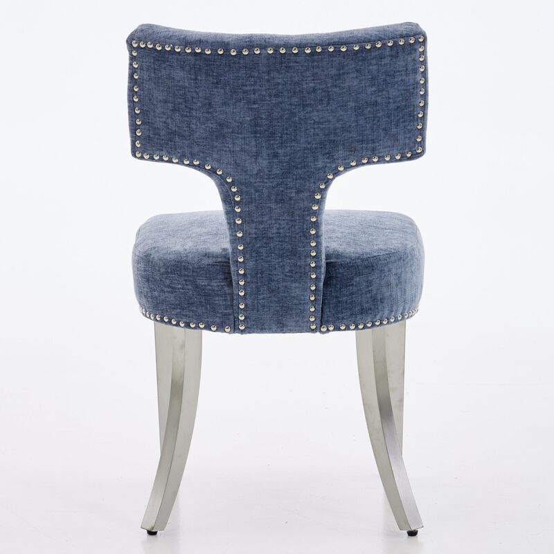 GOODSILO Mid Century Modern Dining Chair Set with Curved Backrest and Stainless Steel Legs image number 7