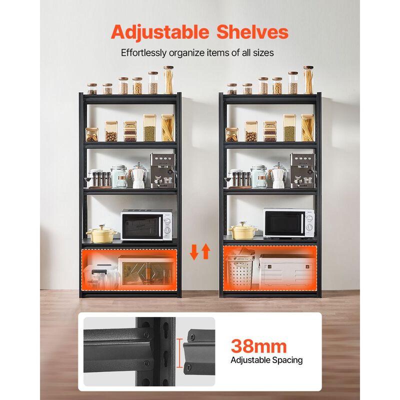5 Tier Adjustable Metal Shelving Unit for Garage Kitchen Warehouse Basement image number 3