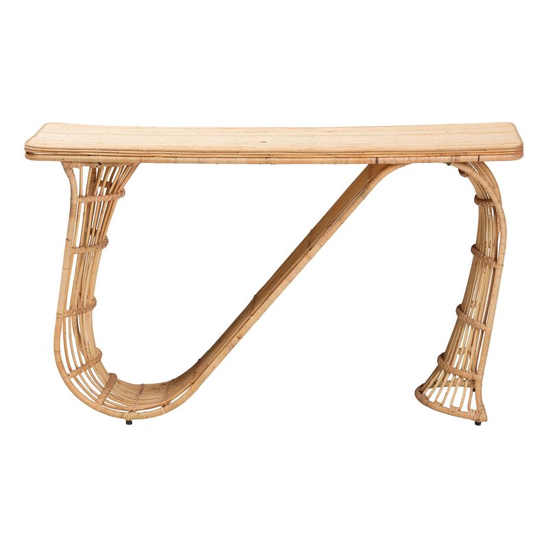 bali & pari Araceli Rattan S-Curve Console Table - Handwoven Wicker Sculptural Accent Table for Living Room or Entryway image number 1