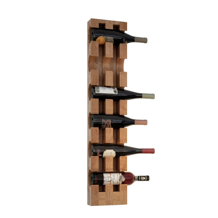 Unfinished Solid Oak Hardwood Wine Rack for 6 Bottles - Wall-Mounted Handmade Wine Bottle Holder