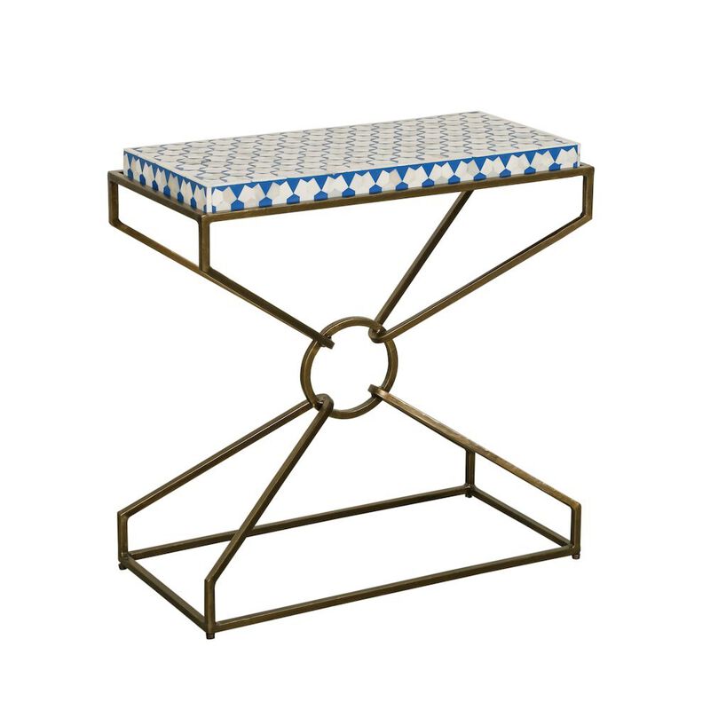 World Interiors Alexandria 24 Side Table with Bone Inlay and Brass