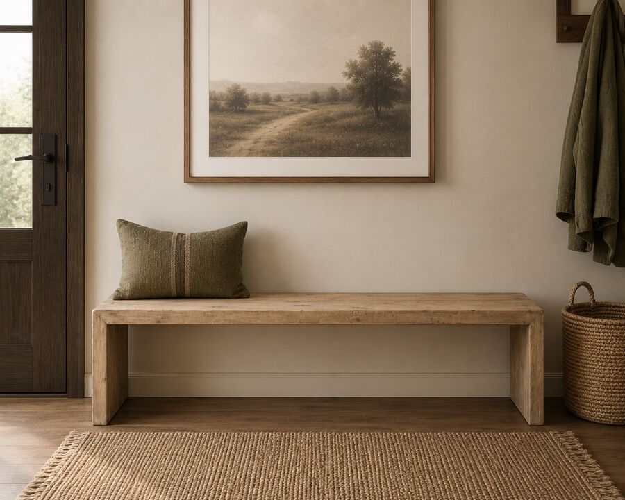 Reclaimed Pinewood Bench in Whitewash