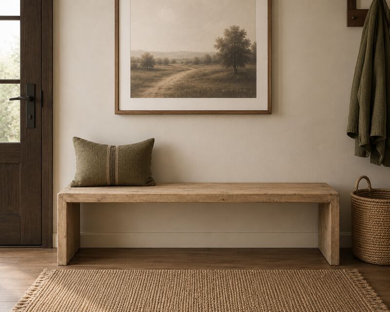 Reclaimed Pinewood Bench in Whitewash image number 1