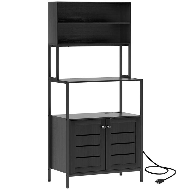 Hivvago Microwave Stand and Baker&rsquo;s Rack with Storage and Power