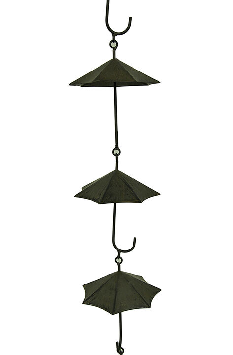Metal Umbrella Rain Chain Dark Brown 61in Outdoor Gutter Downspout Decor