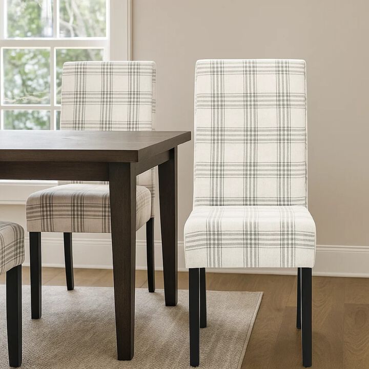 Cini Dining Side Chair Set of 2, Fabric, Black Wood Legs