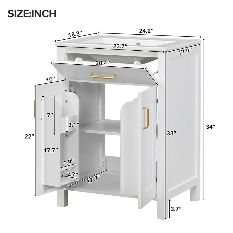 ELEMENT ACE Compact Bathroom Vanity Combo with Ceramic Sink and Soft Close Doors for Small Space Efficiency image number 2