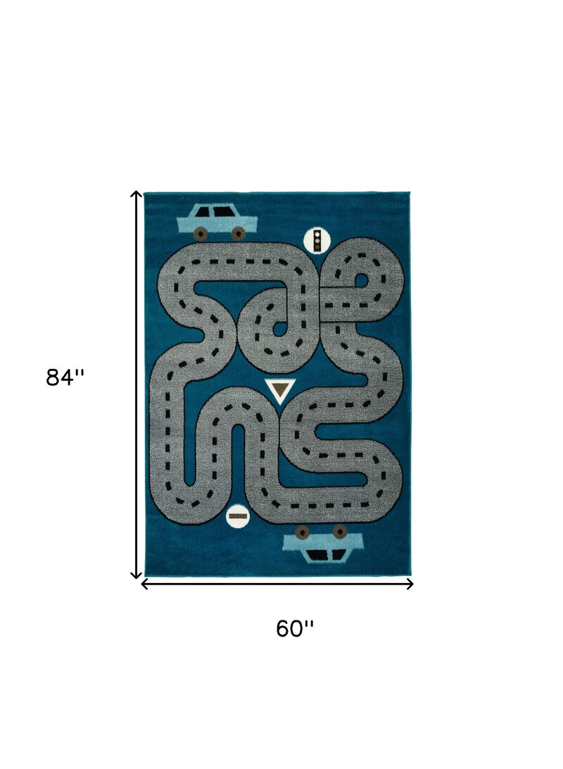 HomeRoots Imaginative Racetrack Area Rug image number 5