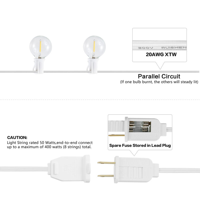25-Light Indoor/Outdoor 25 ft. Contemporary Rustic Incandescent G40 Bistro Globe Bulb String Lights